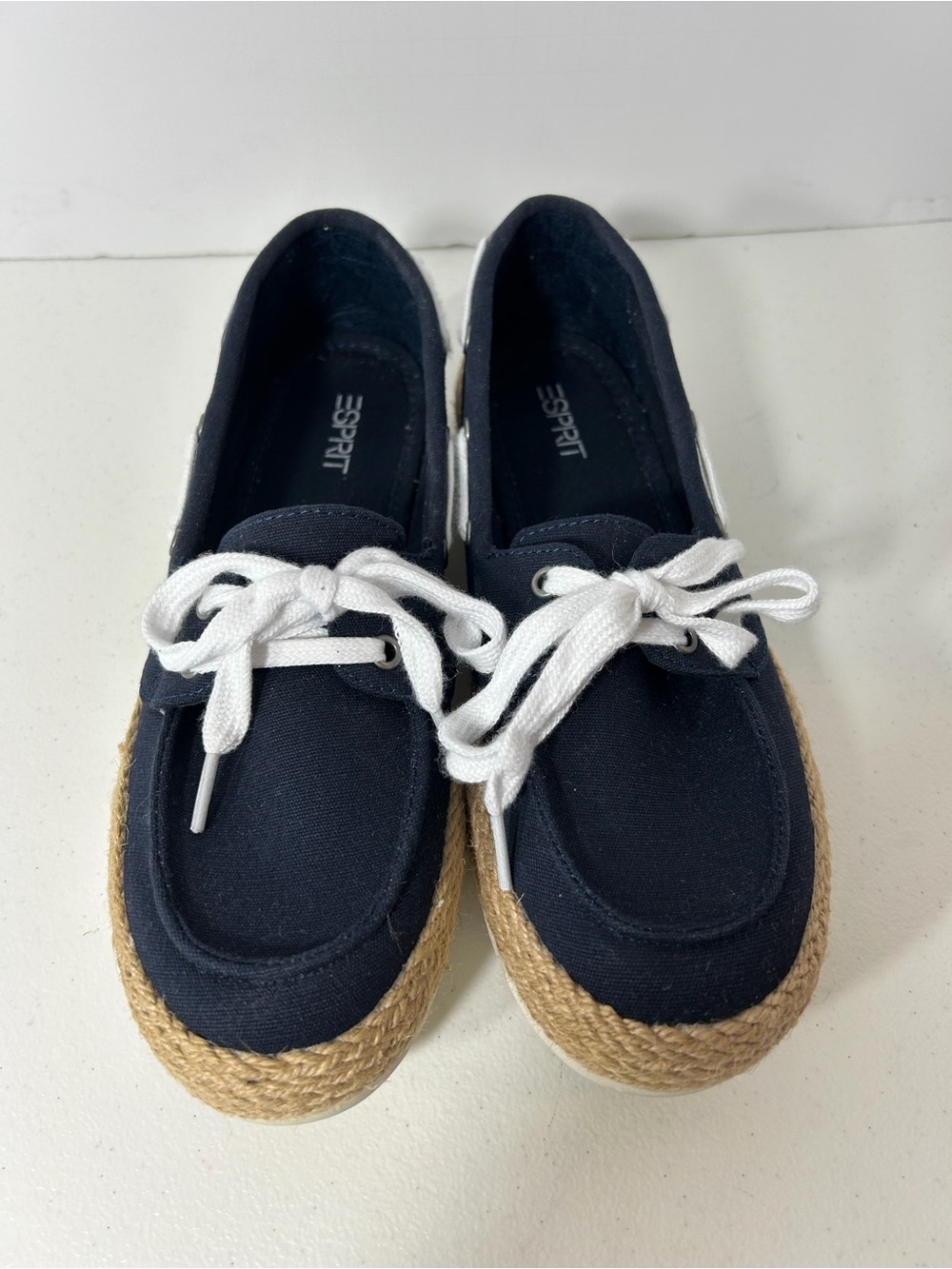 Esprit Navy Canvas Espadrille with White Laces